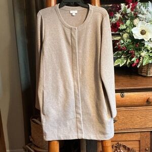 J Jill Beachy Tan Long Sleeve Snap “Button Down” Cardigan L